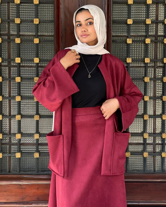 Malika Suede Jacket - Burgundy