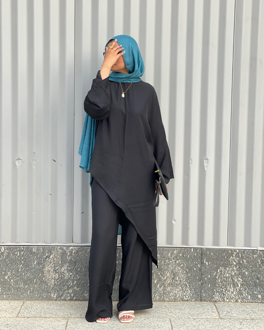 Afnan Linen Blouse -Black