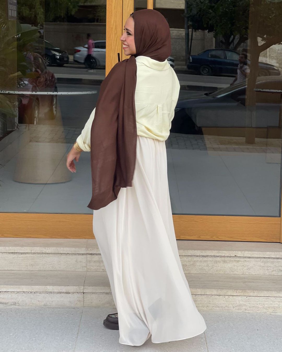 Rowena Chiffon Skirt - Pearl White