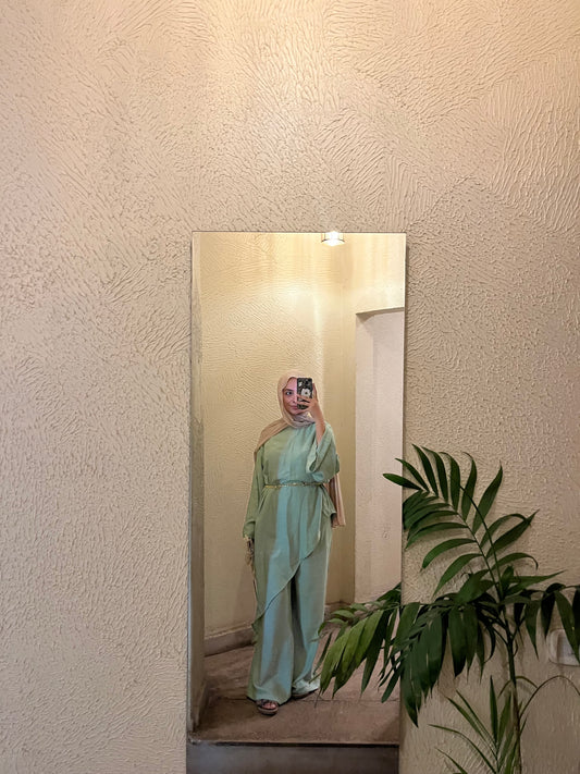 Afnan Linen Set - Mint Green