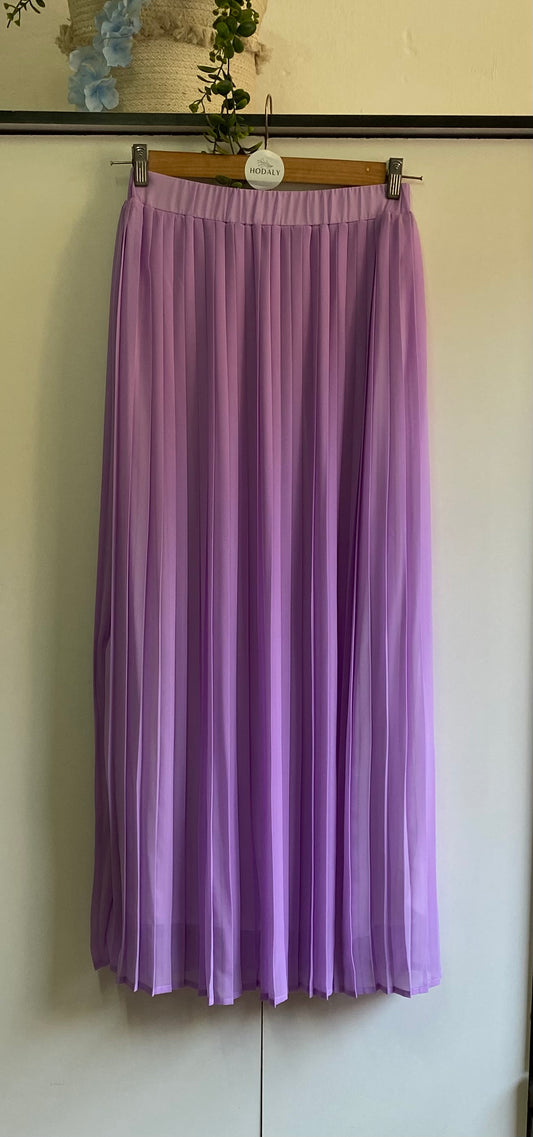 Plain Chiffon Pleated Skirt - Lavender