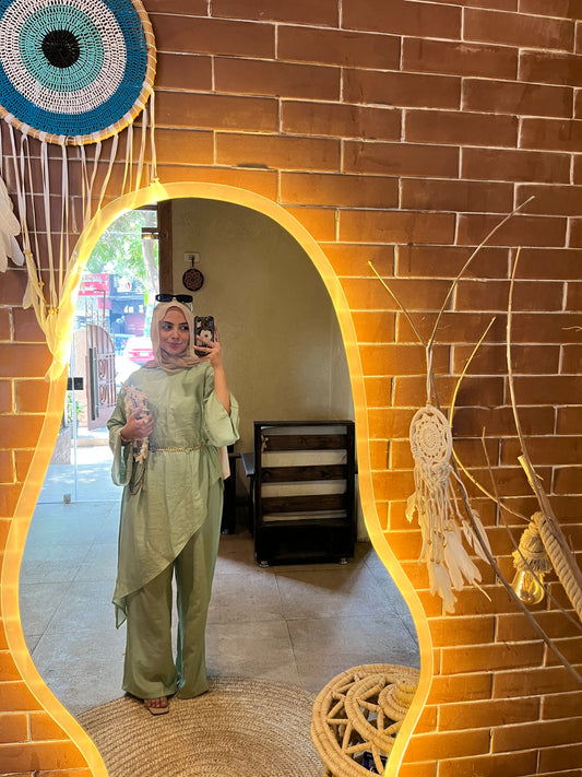 Afnan Linen Pants -Mint Green