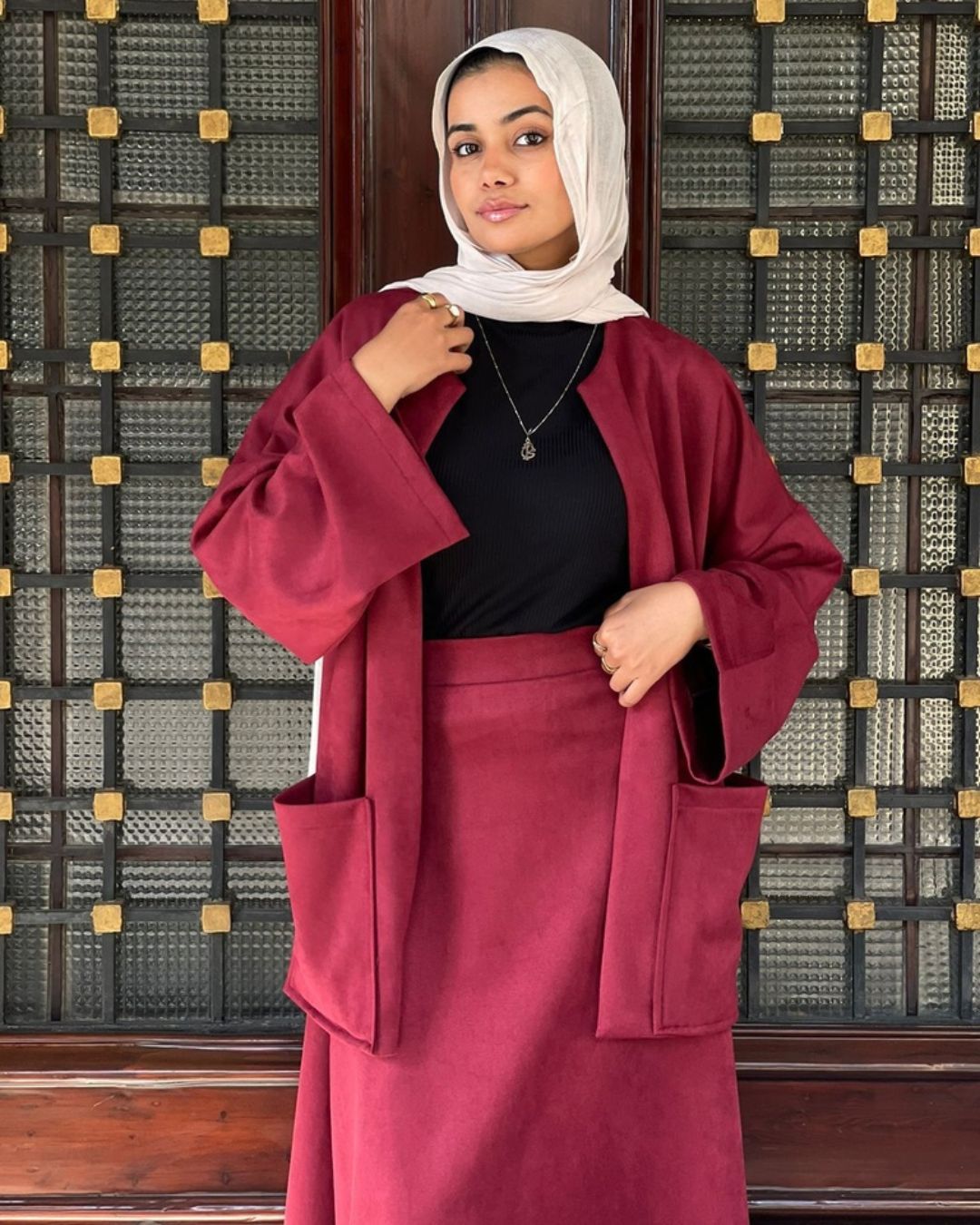 Malika Suede Jacket - Burgundy