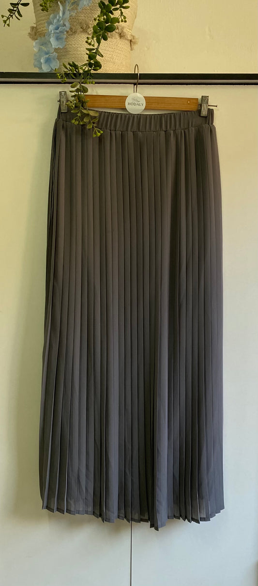 Plain Chiffon Pleated Skirt - Grey