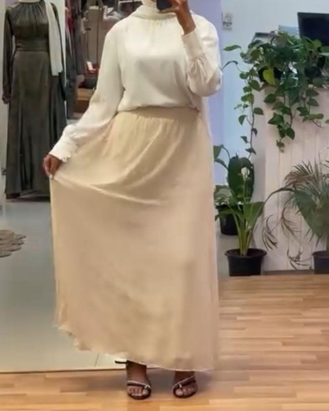 Rowena Chiffon Skirt - Beige