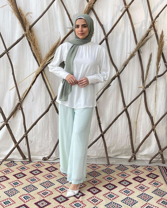 Maria Chiffon wide Leg Pants -Mint