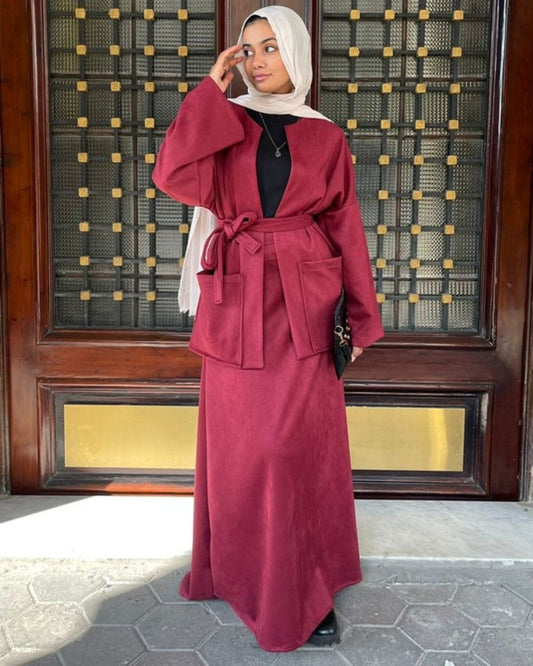 Malika Suede Skirt - Burgundy