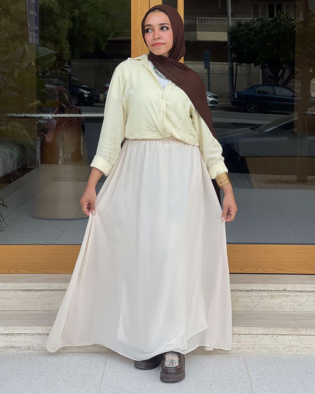 Rowena Chiffon Skirt - Pearl White