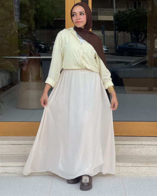 Rowena Chiffon Skirt - Pearl White