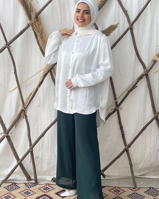 Maria Chiffon wide Leg Pants - Avocado