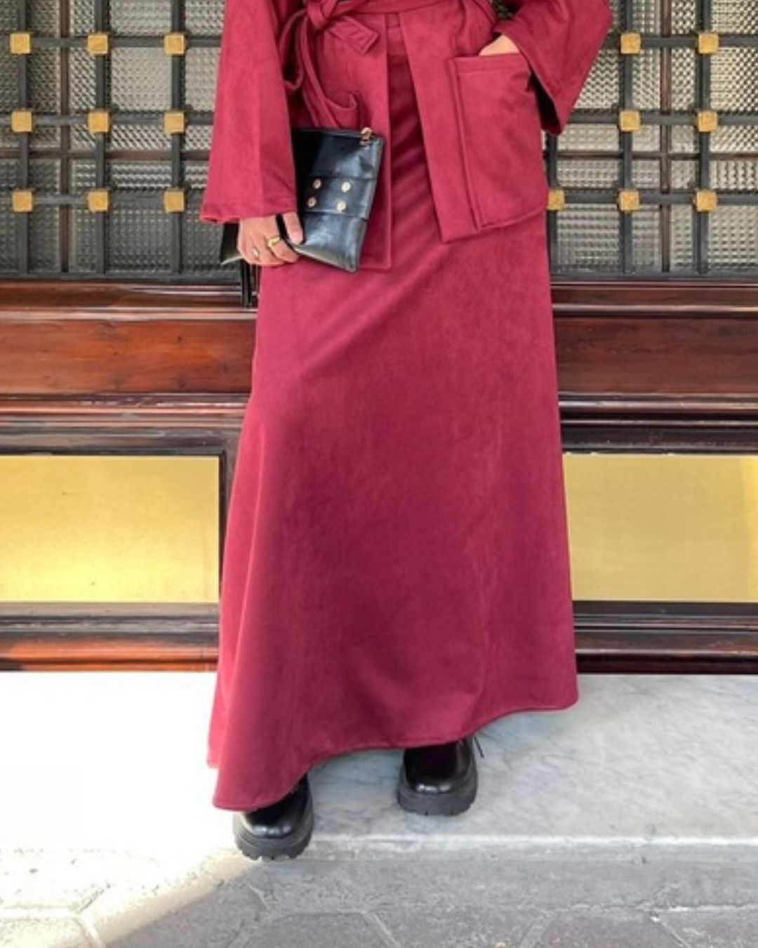 Malika Suede Skirt - Burgundy