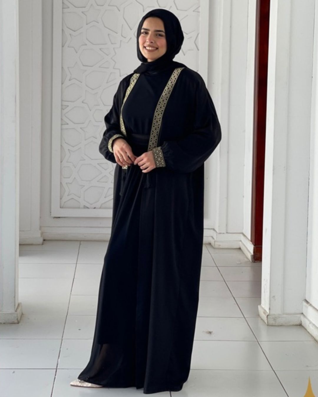 Islamic Golden Kimono - Black