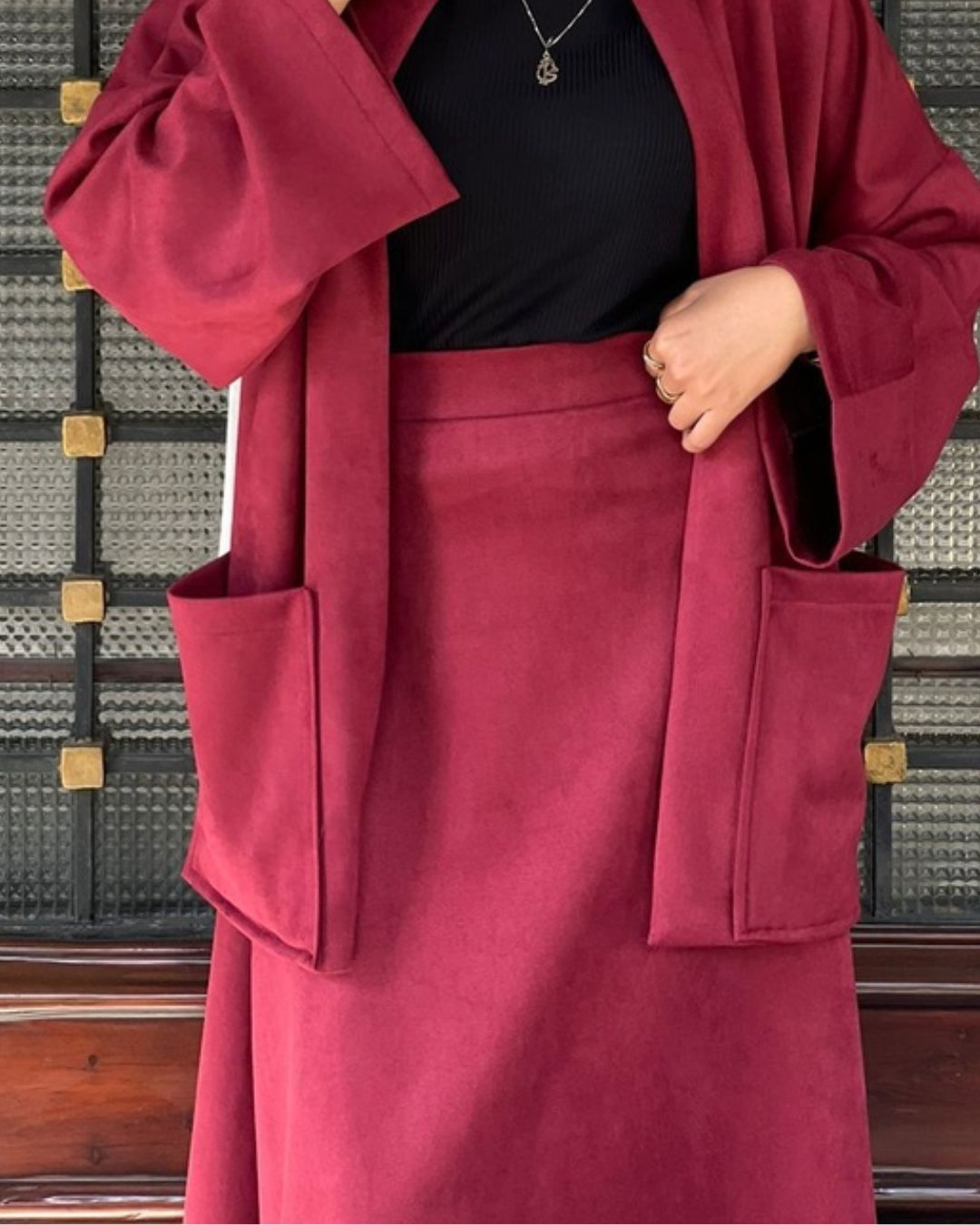 Malika Suede Jacket - Burgundy