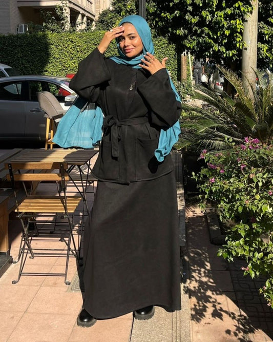 Malika Suede Skirt - Black