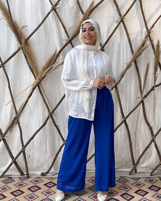Maria Chiffon wide Leg Pants - Blue