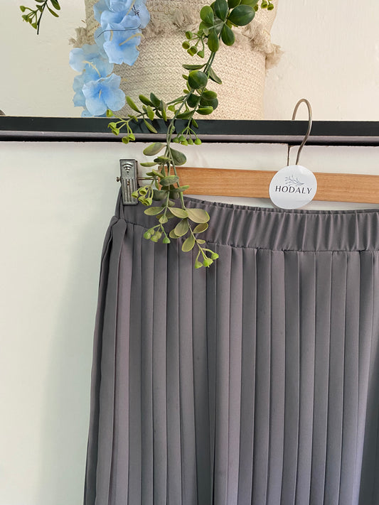 Plain Chiffon Pleated Skirt - Grey