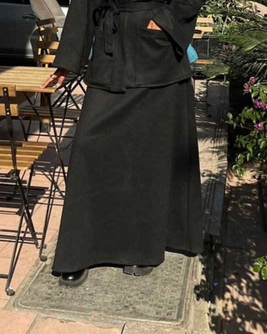 Malika Suede Skirt - Black