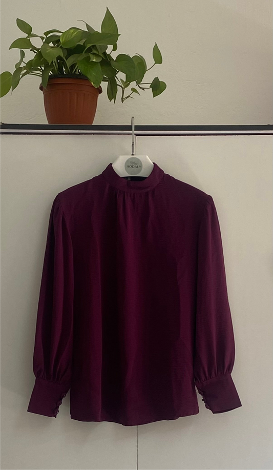 Linen Buttons Blouse  - purple