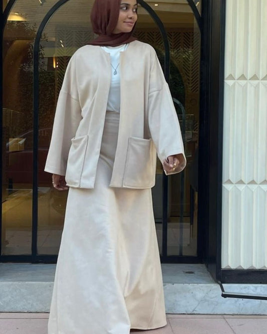 Malika Suede Skirt - Beige