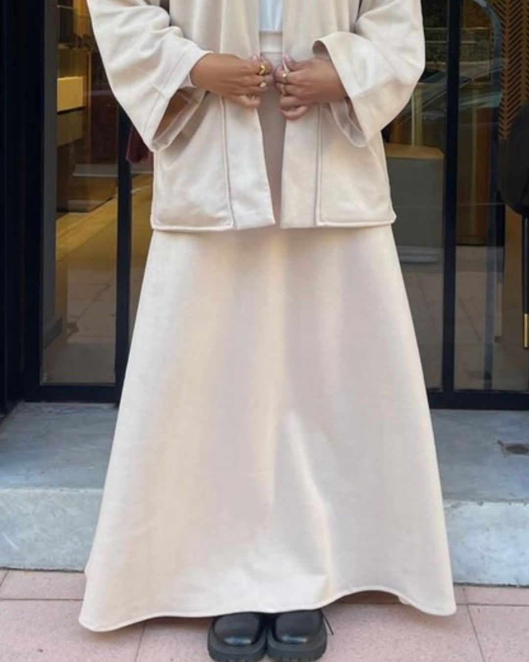 Malika Suede Skirt - Beige