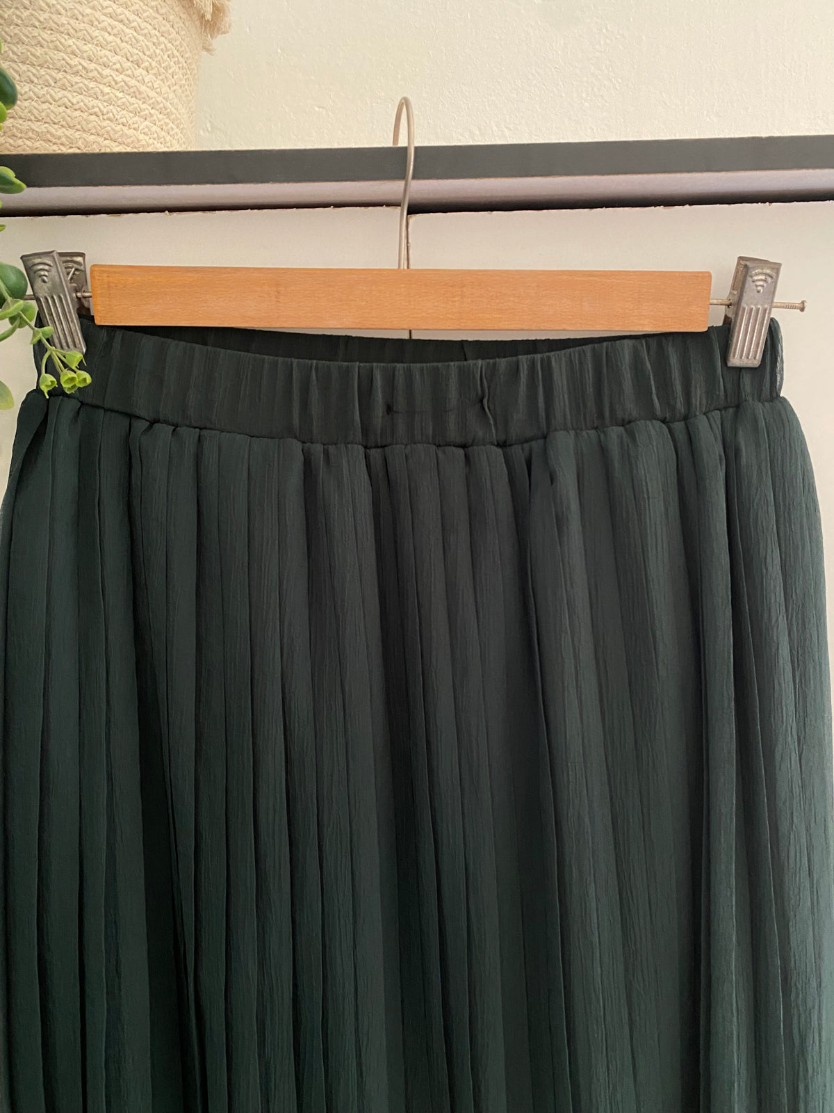 Plain Chiffon Pleated Skirt - Teal Green