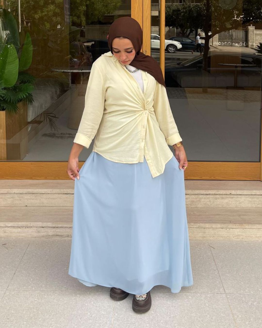 Rowena Chiffon Skirt - Baby Blue