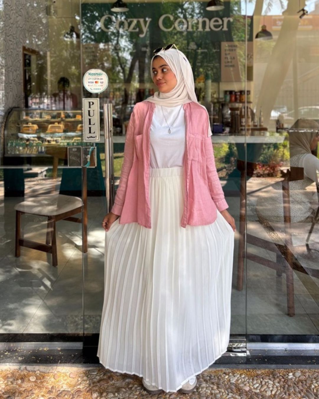 Plain Chiffon Pleated Skirt - Off white