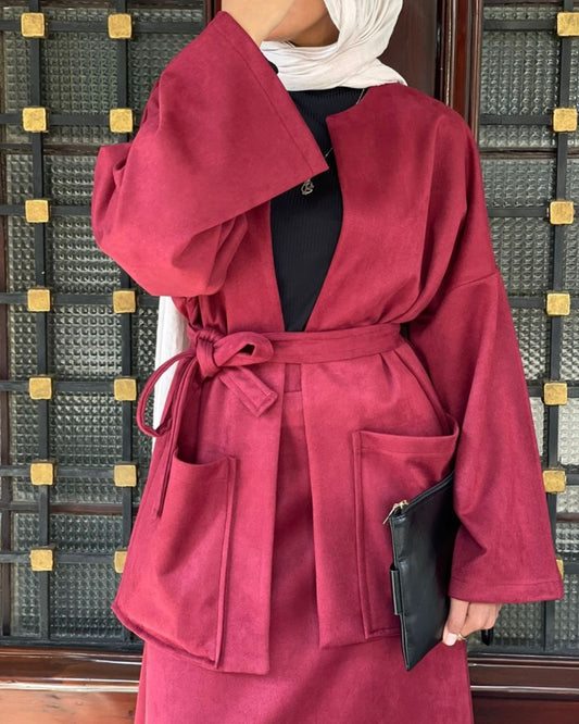 Malika Suede Jacket - Burgundy
