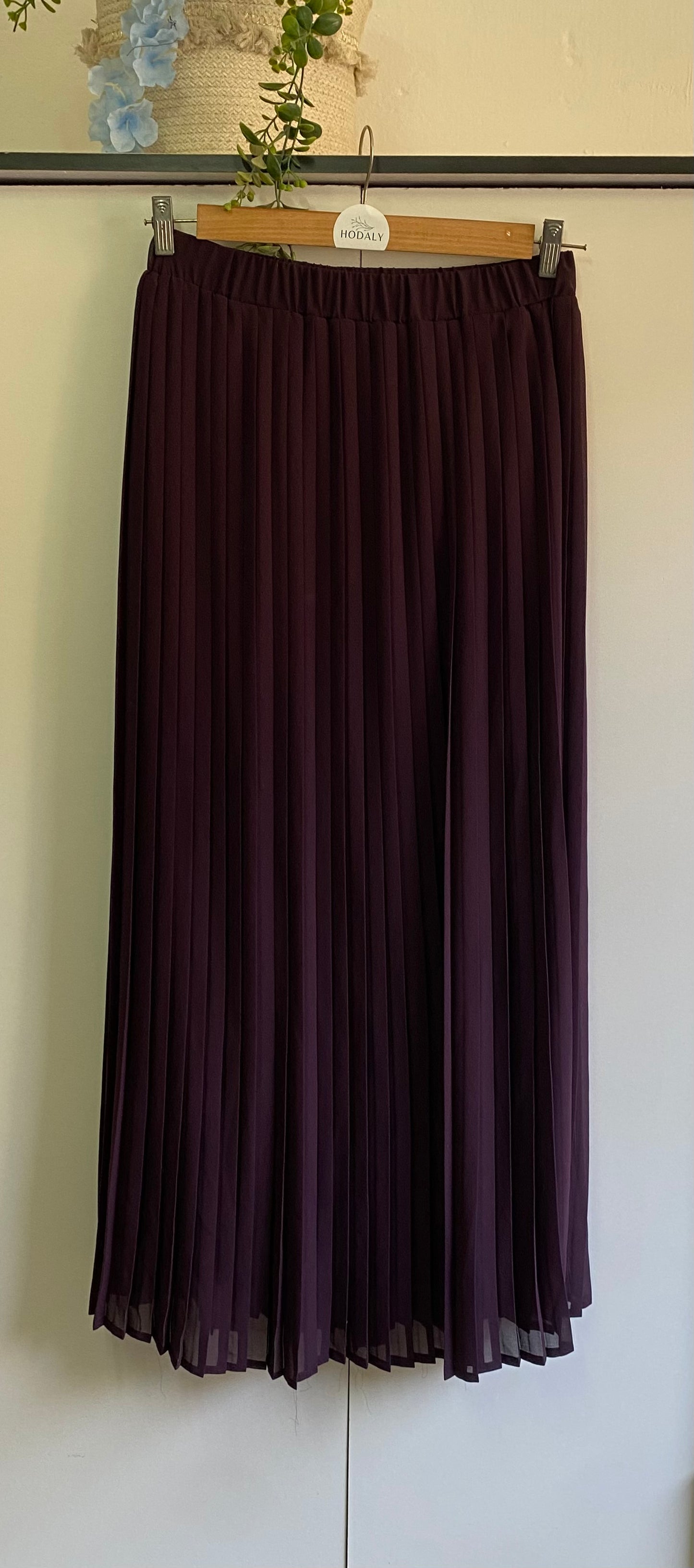 Plain Chiffon Pleated Skirt - Dark Purple