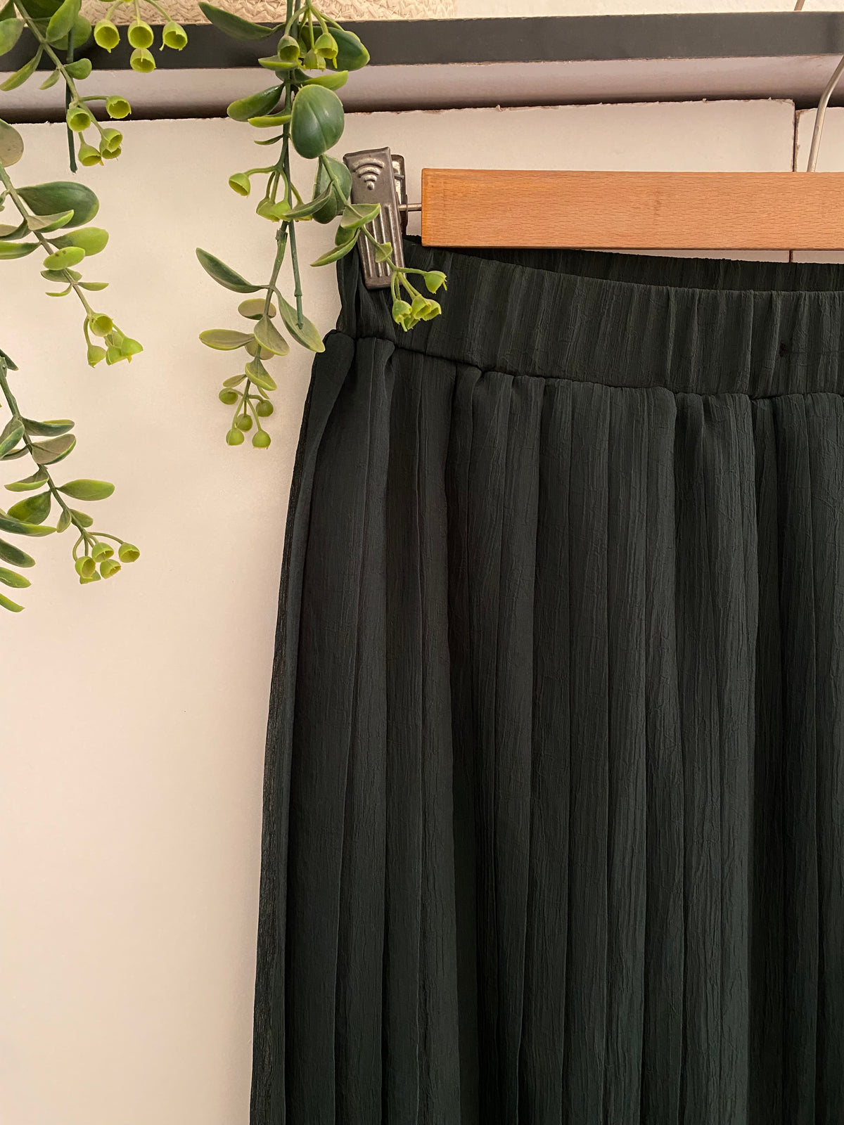 Plain Chiffon Pleated Skirt - Teal Green