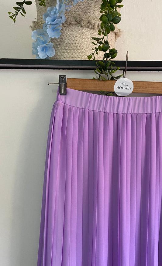 Plain Chiffon Pleated Skirt - Lavender