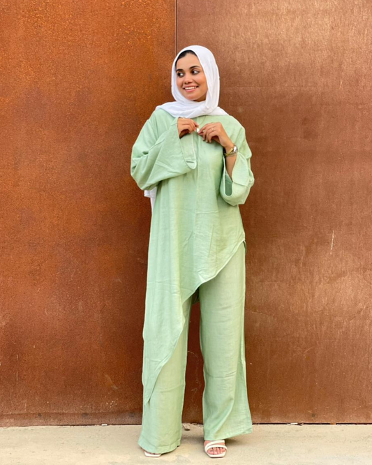 Afnan Linen Set - Mint Green