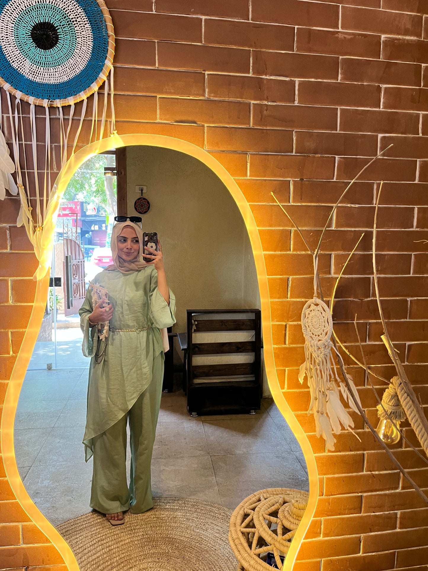 Afnan Linen Pants -Mint Green