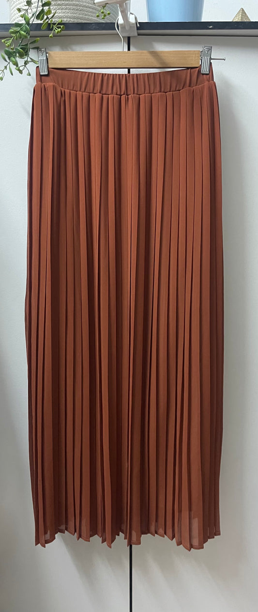 plain chiffon pleated skirt - Havana