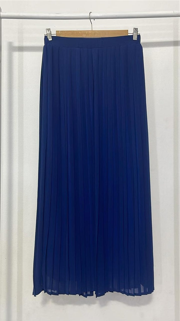 Plain Chiffon Pleated Skirt - Navy